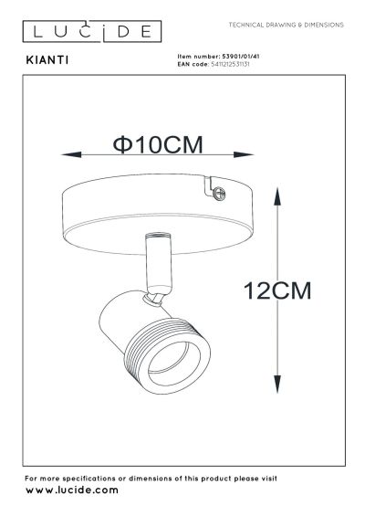 Lucide KIANTI - Ceiling spotlight - Ø 10 cm - 1xGU10 - Taupe
